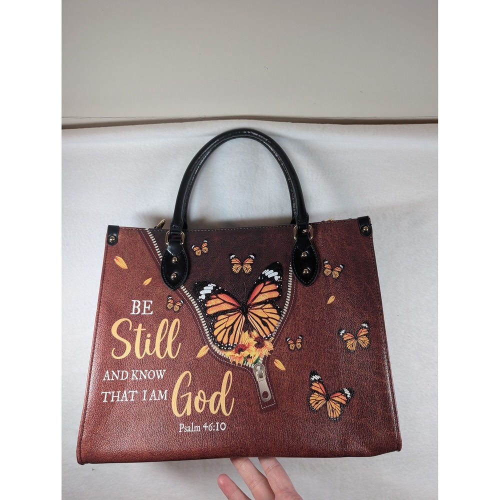 NEW Blessac  Butterfly Tote Bag Brown Leather Bag with Crossbody‎ Strap